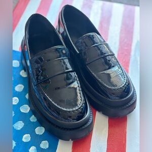 New York & Company Black Patent Slip-On Penny Loafers